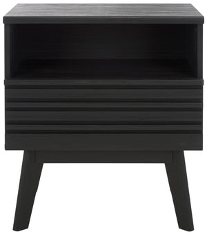 Safavieh Esma Contemporary Nightstand With Drawer And Open Shelf For Modern Bedroom Storage Solutions Black NST9613B