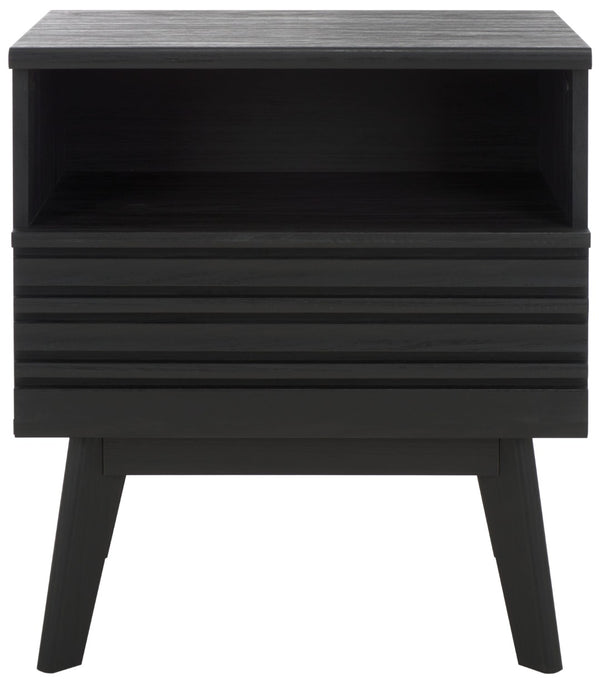Safavieh Esma Contemporary Nightstand With Drawer And Open Shelf For Modern Bedroom Storage Solutions Black NST9613B