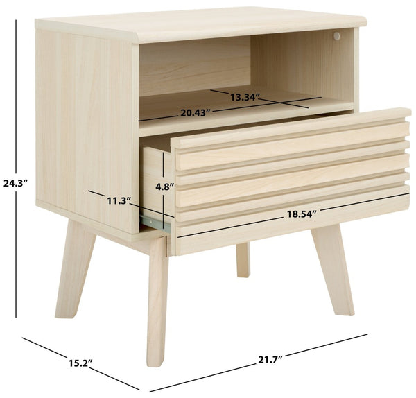 Safavieh Esma Contemporary Nightstand With Drawer And Open Shelf For Modern Bedroom Storage Solutions Bleached White NST9613C
