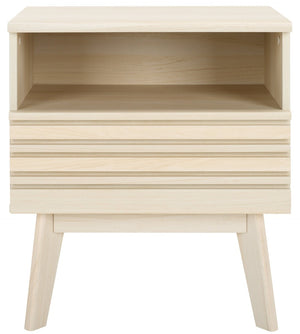 Safavieh Esma Contemporary Nightstand With Drawer And Open Shelf For Modern Bedroom Storage Solutions Bleached White NST9613C