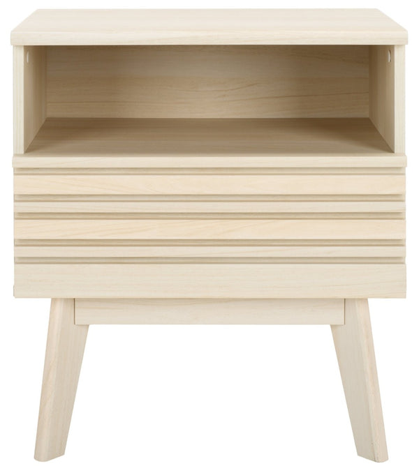 Safavieh Esma Contemporary Nightstand With Drawer And Open Shelf For Modern Bedroom Storage Solutions Bleached White NST9613C