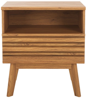 Safavieh Esma Contemporary Nightstand With Drawer And Open Shelf For Modern Bedroom Storage Solutions Oak NST9613D