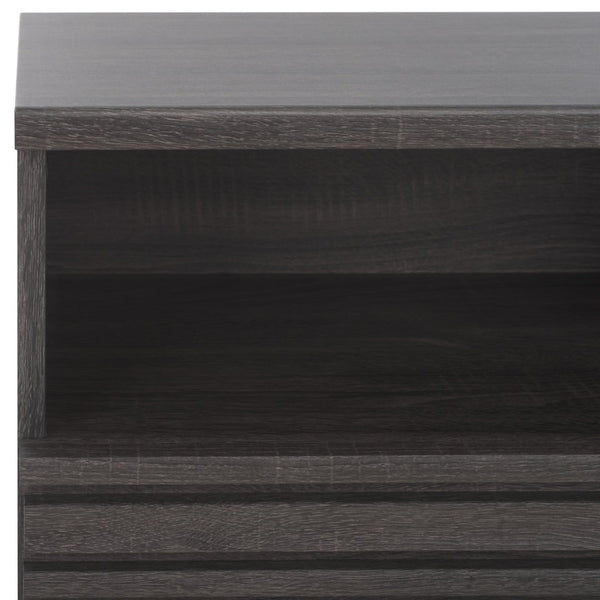 Safavieh Esma Contemporary Nightstand With Drawer And Open Shelf For Modern Bedroom Storage Solutions Distressed Black NST9613E