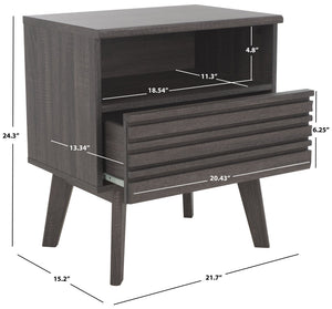 Safavieh Esma Contemporary Nightstand With Drawer And Open Shelf For Modern Bedroom Storage Solutions Distressed Black NST9613E