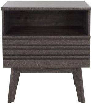 Safavieh Esma Contemporary Nightstand With Drawer And Open Shelf For Modern Bedroom Storage Solutions Distressed Black NST9613E