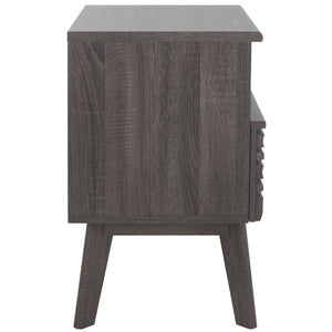Safavieh Esma Contemporary Nightstand With Drawer And Open Shelf For Modern Bedroom Storage Solutions Distressed Black NST9613E