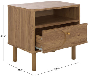 Safavieh Prinpop Nightstand With Drawer & Shelf - Modern Oak Finish For Stylish Bedroom Storage Solutions NST9614A