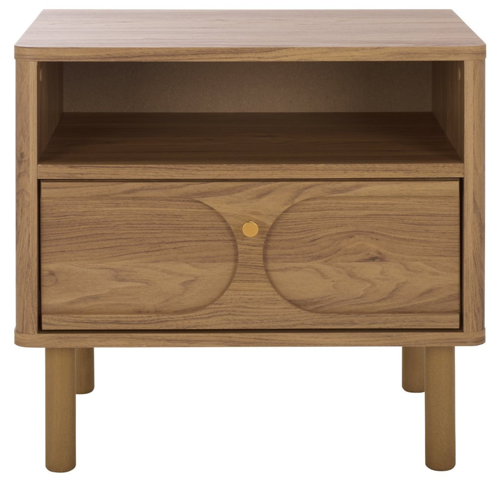 Safavieh Prinpop Nightstand With Drawer & Shelf - Modern Oak Finish For Stylish Bedroom Storage Solutions NST9614A