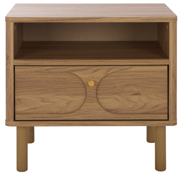 Safavieh Prinpop 1 Drawer 1 Shelf Nightstand In Elegant Oak - Chic Storage Solution For Modern Bedrooms Oak Wood,Metal Nst9614a