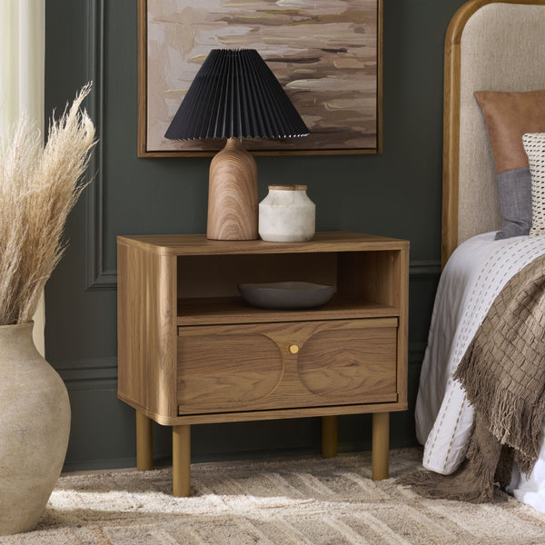 Safavieh Prinpop 1 Drawer 1 Shelf Nightstand In Elegant Oak - Chic Storage Solution For Modern Bedrooms Oak Wood,Metal Nst9614a