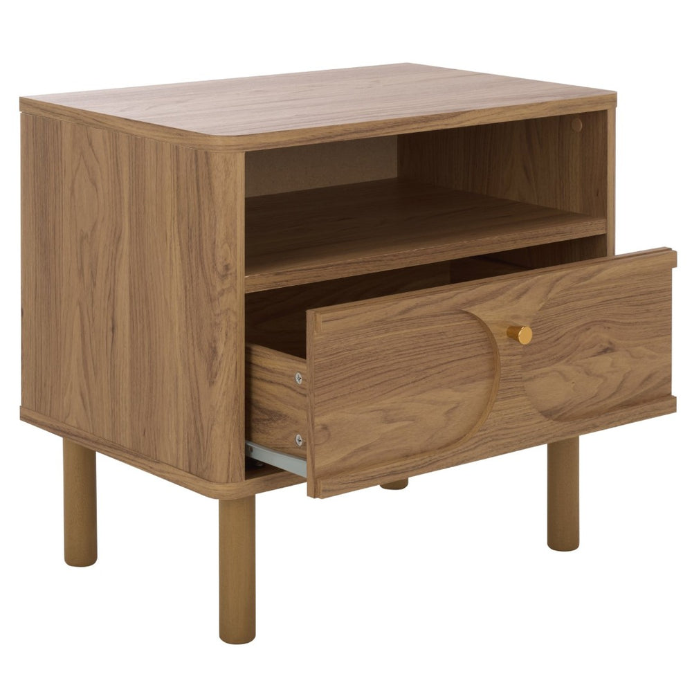 Safavieh Prinpop Nightstand With Drawer & Shelf - Modern Oak Finish For Stylish Bedroom Storage Solutions NST9614A