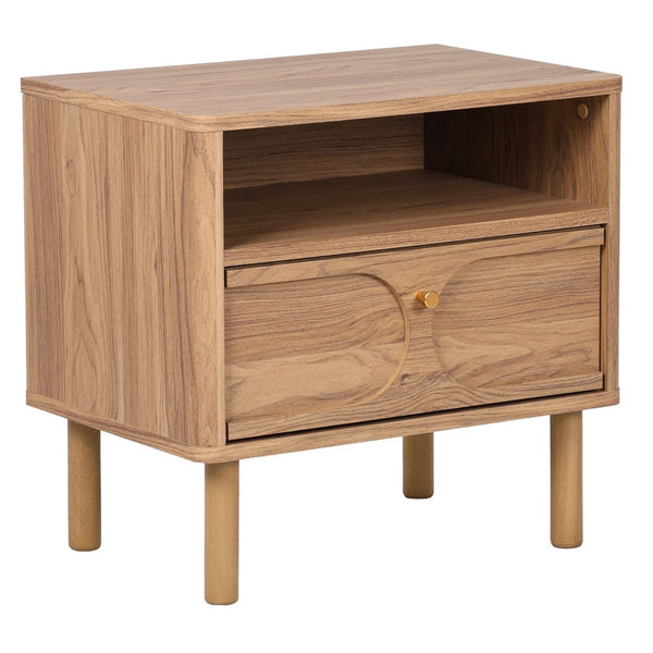 Safavieh Prinpop Nightstand With Drawer & Shelf - Modern Oak Finish For Stylish Bedroom Storage Solutions NST9614A