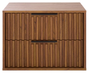 Safavieh Lylia 2 Drawer Floating Nightstand - Modern Walnut Design With Sleek Handles For Stylish Storage Walnut ,Black Wood,Metal Nst9615a