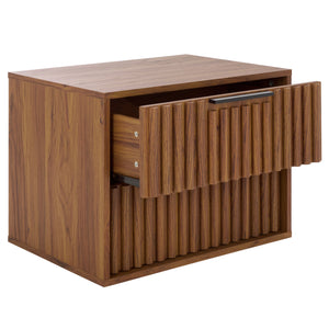 Safavieh Lylia 2 Drawer Floating Nightstand - Modern Walnut Design With Sleek Handles For Stylish Storage Walnut ,Black Wood,Metal Nst9615a