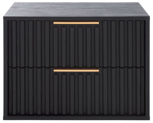 Safavieh Lylia 2 Drawer Floating Nightstand - Modern Walnut Design With Sleek Handles For Stylish Storage Black ,Gold Wood,Metal Nst9615b