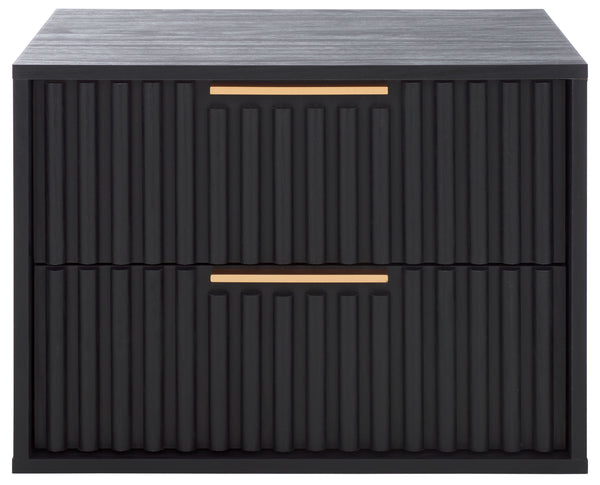 Safavieh Lylia 2 Drawer Floating Nightstand - Modern Walnut Design With Sleek Handles For Stylish Storage Black ,Gold Wood,Metal Nst9615b