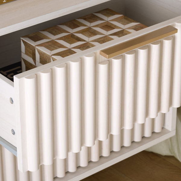 Safavieh Lylia 2 Drawer Floating Nightstand - Modern Walnut Design With Sleek Handles For Stylish Storage Bleached White ,Gold Wood,Metal Nst9615c