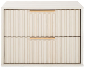 Safavieh Lylia 2 Drawer Floating Nightstand - Modern Walnut Design With Sleek Handles For Stylish Storage Bleached White ,Gold Wood,Metal Nst9615c