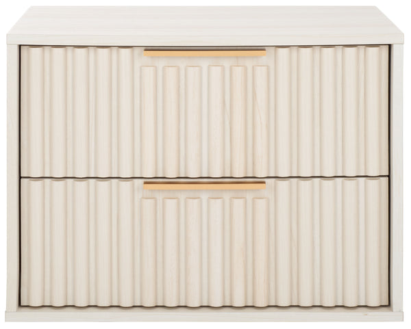 Safavieh Lylia 2 Drawer Floating Nightstand - Modern Walnut Design With Sleek Handles For Stylish Storage Bleached White ,Gold Wood,Metal Nst9615c
