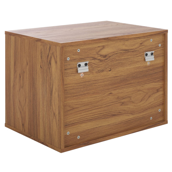 Safavieh Lylia 2 Drawer Floating Nightstand - Modern Walnut Design With Sleek Handles For Stylish Storage Oak ,Black Wood,Metal Nst9615d