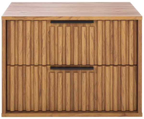 Safavieh Lylia 2 Drawer Floating Nightstand - Modern Walnut Design With Sleek Handles For Stylish Storage Oak ,Black Wood,Metal Nst9615d