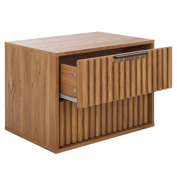 Safavieh Lylia 2 Drawer Floating Nightstand - Modern Walnut Design With Sleek Handles For Stylish Storage Oak ,Black Wood,Metal Nst9615d