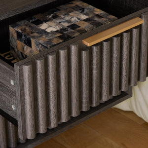 Safavieh Lylia 2 Drawer Floating Nightstand - Modern Walnut Design With Sleek Handles For Stylish Storage Distressed Black ,Gold Wood,Metal Nst9615e