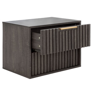 Safavieh Lylia 2 Drawer Floating Nightstand - Modern Walnut Design With Sleek Handles For Stylish Storage Distressed Black ,Gold Wood,Metal Nst9615e
