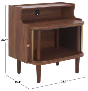 Safavieh Tameka Nightstand With Hutch - Elegant Storage Solution With Metallic Accents For Any Bedroom Decor Walnut NST9616A