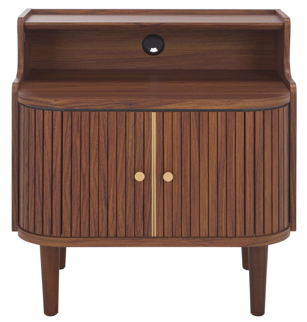 Safavieh Tameka Nightstand With Hutch – Timeless Elegance And Practicality For Your Bedroom Sanctuary Today! Walnut ,Gold Wood ,Metal Nst9616a