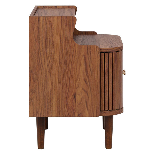 Safavieh Tameka Nightstand With Hutch - Elegant Storage Solution With Metallic Accents For Any Bedroom Decor Walnut NST9616A