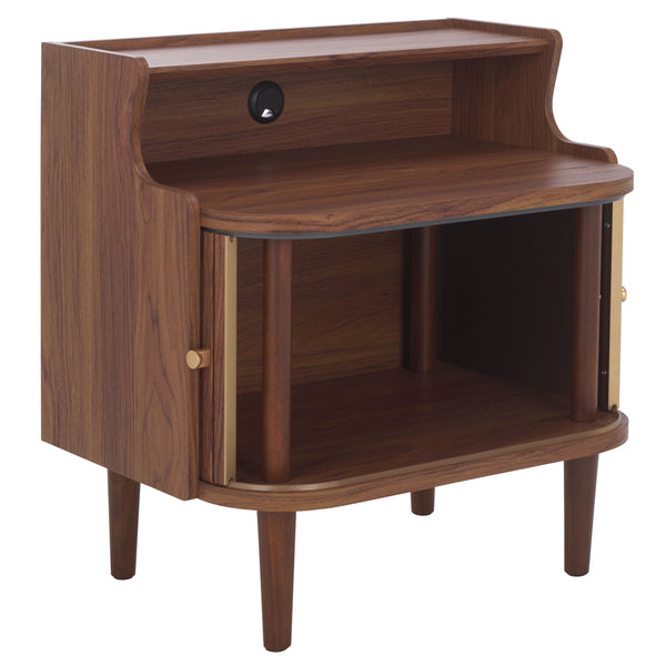 Safavieh Tameka Nightstand With Hutch – Timeless Elegance And Practicality For Your Bedroom Sanctuary Today! Walnut ,Gold Wood ,Metal Nst9616a