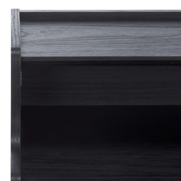 Safavieh Tameka Nightstand With Hutch - Elegant Storage Solution With Metallic Accents For Any Bedroom Decor Black NST9616B