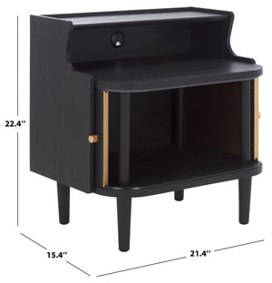 Safavieh Tameka Nightstand With Hutch - Elegant Storage Solution With Metallic Accents For Any Bedroom Decor Black NST9616B
