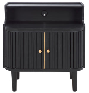 Safavieh Tameka Nightstand With Hutch – Timeless Elegance And Practicality For Your Bedroom Sanctuary Today! Black ,Gold Wood ,Metal Nst9616b