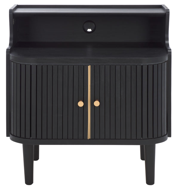 Safavieh Tameka Nightstand With Hutch – Timeless Elegance And Practicality For Your Bedroom Sanctuary Today! Black ,Gold Wood ,Metal Nst9616b