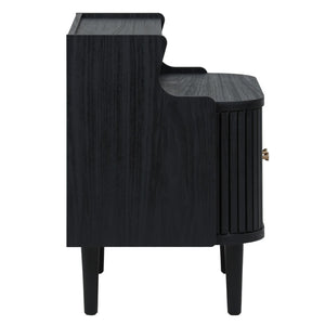 Safavieh Tameka Nightstand With Hutch - Elegant Storage Solution With Metallic Accents For Any Bedroom Decor Black NST9616B