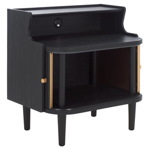 Safavieh Tameka Nightstand With Hutch – Timeless Elegance And Practicality For Your Bedroom Sanctuary Today! Black ,Gold Wood ,Metal Nst9616b