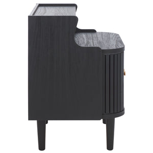 Safavieh Tameka Nightstand With Hutch – Timeless Elegance And Practicality For Your Bedroom Sanctuary Today! Black ,Gold Wood ,Metal Nst9616b