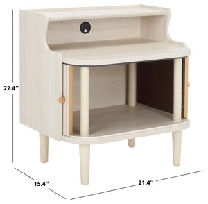 Safavieh Tameka Nightstand With Hutch - Elegant Storage Solution With Metallic Accents For Any Bedroom Decor Bleached White NST9616C