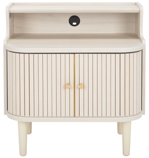 Safavieh Tameka Nightstand With Hutch – Timeless Elegance And Practicality For Your Bedroom Sanctuary Today! Bleached White ,Gold Wood ,Metal Nst9616c