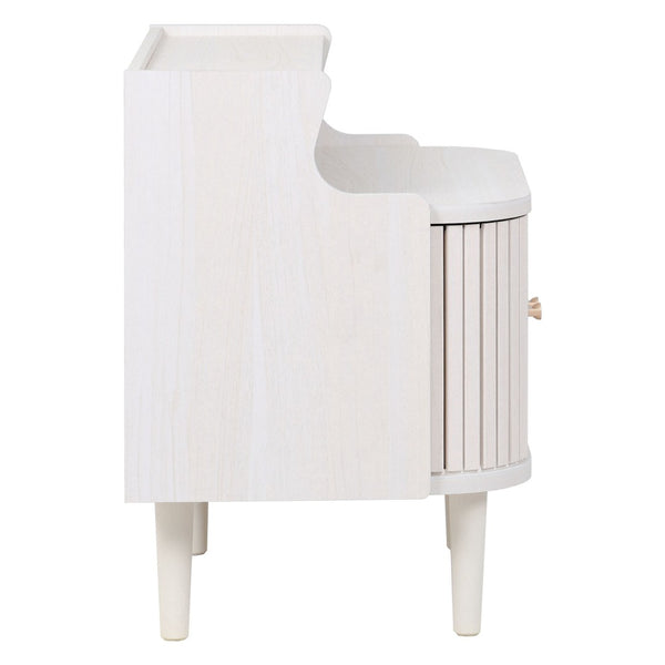 Safavieh Tameka Nightstand With Hutch - Elegant Storage Solution With Metallic Accents For Any Bedroom Decor Bleached White NST9616C