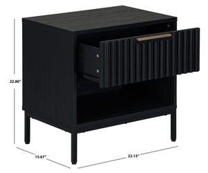 Safavieh LYLIA 1 Drawer Nightstand - Stylish Compact Storage Solution with Elegant Gold Handle Accent Black NST9617B