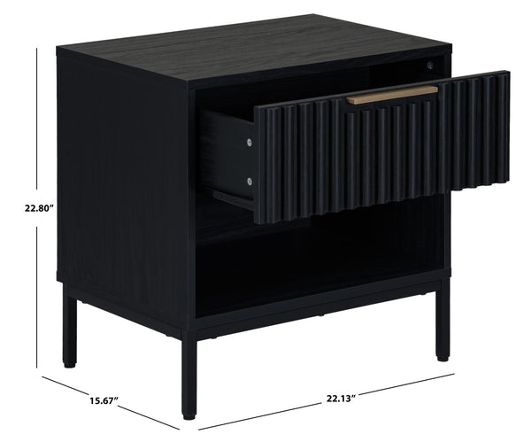 Safavieh LYLIA 1 Drawer Nightstand - Stylish Compact Storage Solution with Elegant Gold Handle Accent Black NST9617B