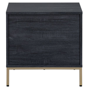 Safavieh Lylia 1 Drawer Nightstand - Elegant Walnut & Black Finish For Modern Bedroom Style And Functionality Distressed Black ,Gold Wood,Metal Nst9617e