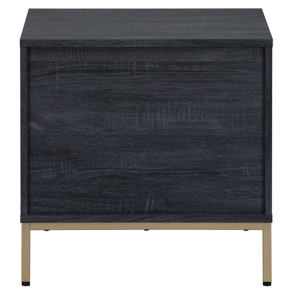 Safavieh Lylia 1 Drawer Nightstand - Elegant Walnut & Black Finish For Modern Bedroom Style And Functionality Distressed Black ,Gold Wood,Metal Nst9617e