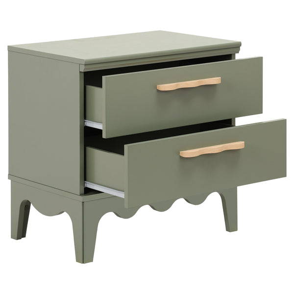 Lovette Modern 2-Drawer Nightstand With Smooth-Glide Storage, Compact Wood Bedside Table For Bedrooms