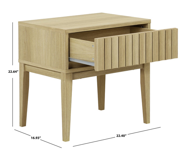 Fidia Solid Wood Nightstand With Drawer – Timeless Minimalist Bedside Storage For Modern Bedrooms