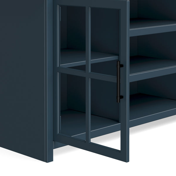 Legends Furniture Bridgevine Home Nantucket 67 Inch Tv Stand Console For Tvs Up To 80 Inches, No Assembly Required, Blue Denim And Whiskey Finish Blue Denim And Whiskey, Blue Poplar Solids And Okoume Veneers With Knotty Alder Top Nt1210.Bwk