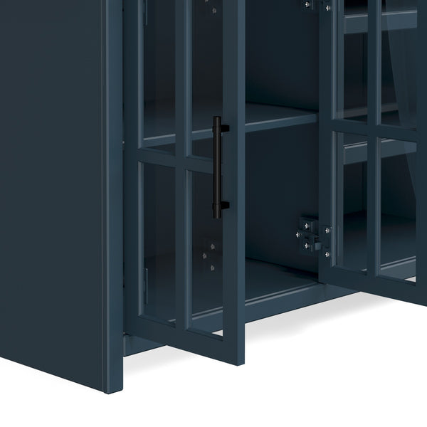 Legends Furniture Bridgevine Home Nantucket 96 Inch Tv Stand Console For Tvs Up To 100 Inches, No Assembly Requried, Blue Denim And Whiskey Finish Blue Denim And Whiskey, Blue Poplar Solids And Okoume Veneers With Knotty Alder Top Nt1211.Bwk